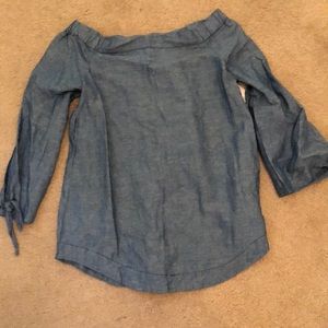 Free People chambray off the shoulder shirt